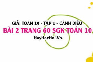 Giải bài 2 trang 60 Toán 10 Tập 1 SGK Cánh Diều